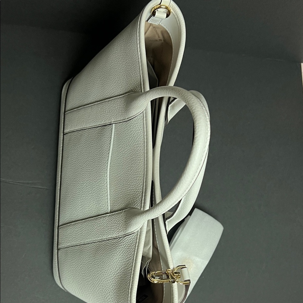 Michael Kors Optic White Satchel with Gold Logo - Picture 6 of 13